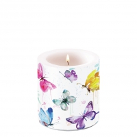Decorative candle small - Butterfly Collection White