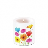 Decorative candle small - Colourful Summer Flowers