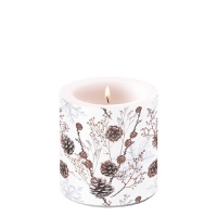 Candela decorativa piccola - Candle small Pine cones white
