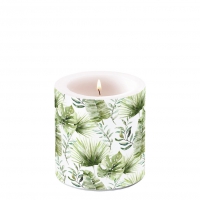 Bougie décorative petite - Candle small Jungle leaves white