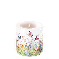 装饰蜡烛小 - Butterflies in field white