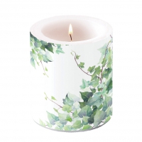 Candela decorativa media - Candle medium Hedera white