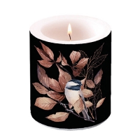Candela decorativa media - Candle medium Lovely chickadee black
