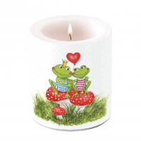 Dekorkerze mittel - Candle medium Frogs in love