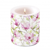 Dekorkerze mittel - Candle medium Blooming magnolia