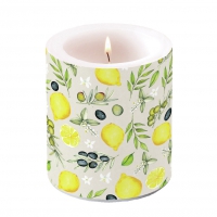 Soporte para velas decorativas - Candle medium Olives and lemon
