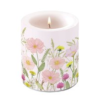 Dekorkerze mittel - Pastel flowers pink