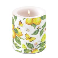 Decorative candle medium - Fresh lemons white