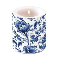 中号装饰蜡烛 - Delft Blue florals