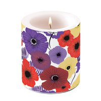 中号装饰蜡烛 - Colourful flowers lila