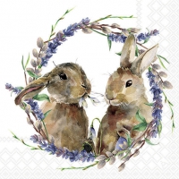 Servietten 33x33 cm - Rabbit Wreath 