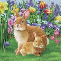 Servietten 33x33 cm - Mother bunny 