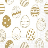 Servietten 33x33 cm - Easter eggs all over gold 