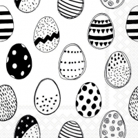 Servietten 33x33 cm - Easter eggs all over black 