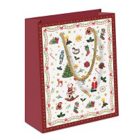 Geschenktasche - Ornaments all over red
