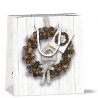 Gift bag 22x13x25 cm - Pine Cone Wreath
