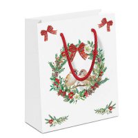 Torba na prezenty - Sparrows in wreath