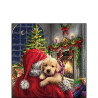 Serviettes 25x25 cm - Puppy at fire