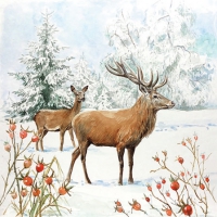 Napkins 25x25 cm - Deer In Snow 