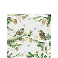 餐巾25x25厘米 - Sparrows In Snow 