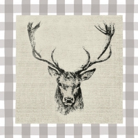 Napkins 25x25 cm - Checked Stag Head Brown 