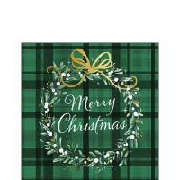 餐巾25x25厘米 - Christmas Plaid Green 