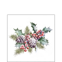 Serviettes 25x25 cm - Holly and berries 