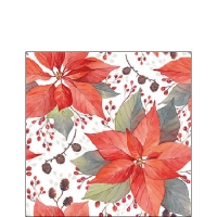 餐巾25x25厘米 - Poinsettia and berries 