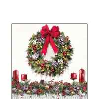 Салфетки 25х25 см - Bow On Wreath 