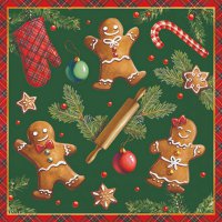 Napkins 25x25 cm - Gingerbread cookies green