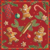 Napkins 25x25 cm - Gingerbread cookies red