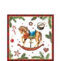 Serviettes 25x25 cm - Classic rocking horse white