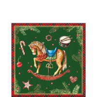 Serviettes 25x25 cm - Classic rocking horse green