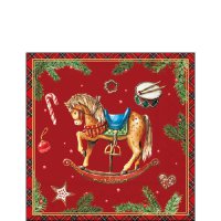 Serviettes 25x25 cm - Classic rocking horse red