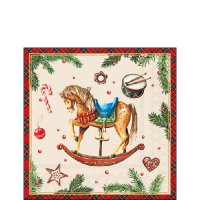 Serviettes 25x25 cm - Classic rocking horse cream