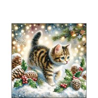 Serwetki 25x25 cm - Cute cat in the snow