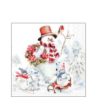 Napkins 25x25 cm - Sporty snowmen
