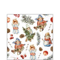 Servetten 25x25 cm - Playing outside white