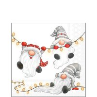 Servetten 25x25 cm - Gnomes on the light chain white