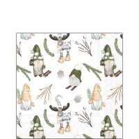 Servetten 25x25 cm - Forest gnomes white