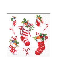 Servetten 25x25 cm - X-Mas stockings white