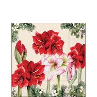 Servetten 25x25 cm - Blooming amaryllis cream