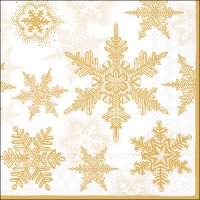 Napkins 33x33 cm - Snow crystals white/gold