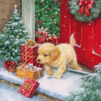 Servietten 33x33 cm - X-Mas puppy