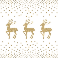 Servietten 33x33 cm - Deer And Dots White/Gold 