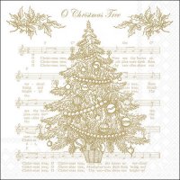 Servietten 33x33 cm - O Christmas tree gold