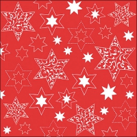 Servetten 33x33 cm - Ornaments In Stars Neg.Red 