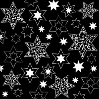 Servetten 33x33 cm - Ornaments In Stars Neg. Black 