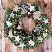 Servilletas 33x33 cm - X-Mas Wreath 