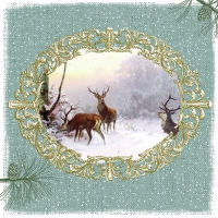 Serviettes 33x33 cm - Elegant Deers Green 